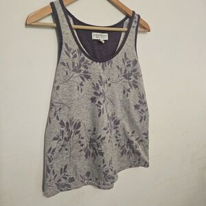 Live Love Lounge Women's Tank TopXL Floral Print Purple Gray Soft Sleeveless